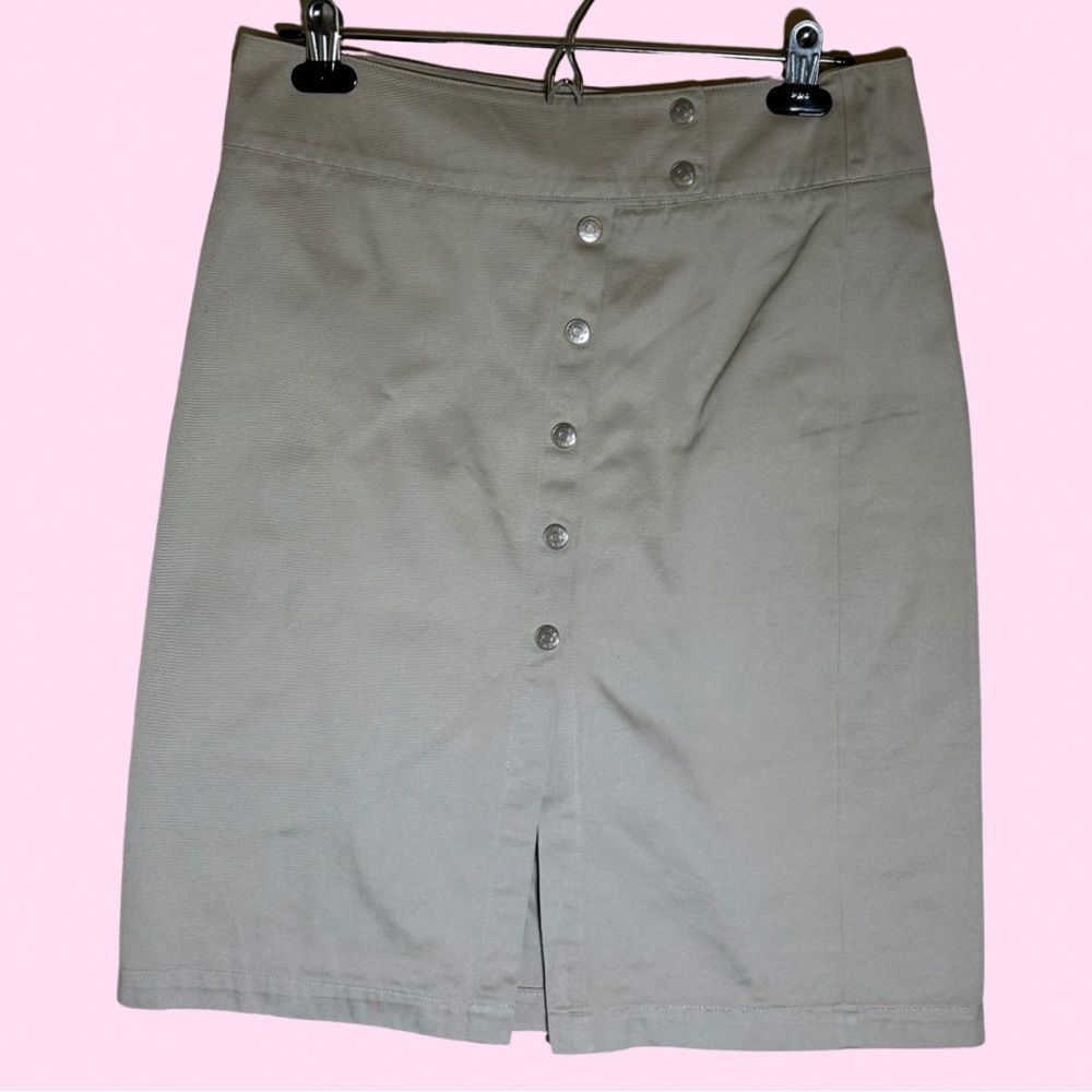 Ulla Johnson pencil skirt Beige silver button  8 Ulla Johnson tan career pencil